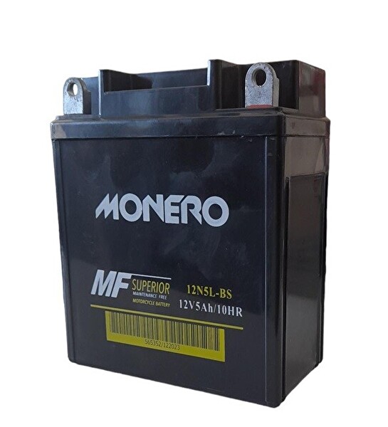 Monero 12V 5Amper Yüksek/Dik 12N-5L-BS-CUP-YBR Akü Ebatları: 119 x 60 x 129 MM