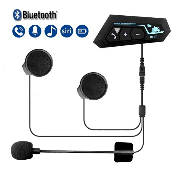 Hzl Store BT22 Motosiklet Bluetooth Intercom Kask Kulaklık
