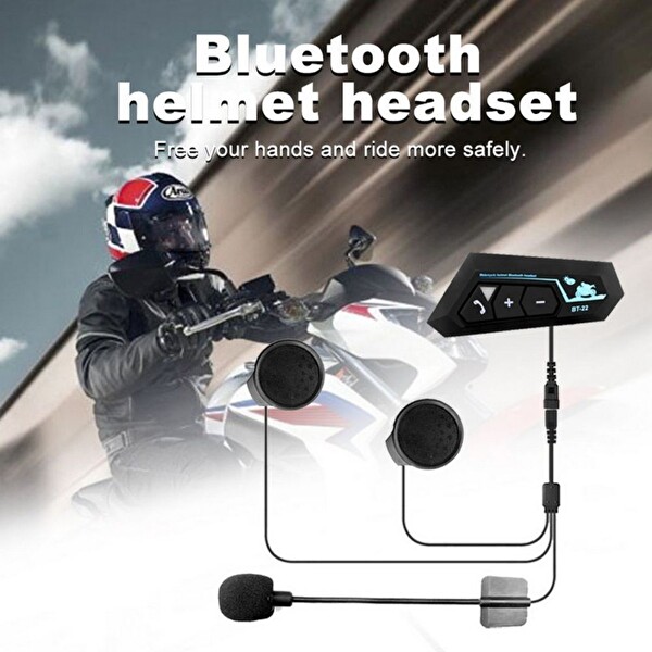 Hzl Store BT22 Motosiklet Bluetooth Intercom Kask Kulaklık