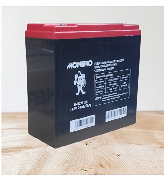 Monero 12V-24 Amper Dik E-Bike Akü 180 x 78 x 170MM