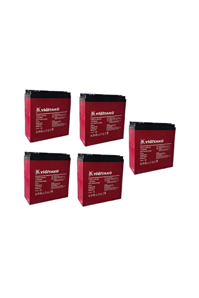 Yiğit Akü 12 Volt 24 Amper 24Ah 5'li Set Dik Motosiklet Aküsü 169x179x78 MM - Üretim Yılı: 2026