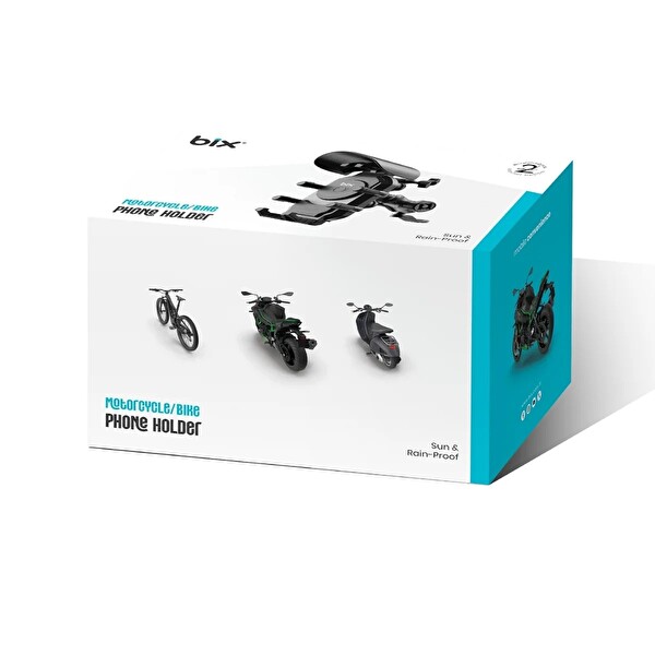 Bix BMPH05 Ayna Bağlantılı Güneş ve Yağmur Korumalı 360° Ayarlanabilir Motosiklet Telefon Tutucu