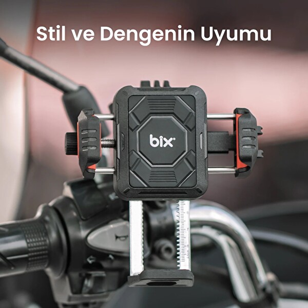 Bix BPH04 Gidon Bağlantılı 360° Ayarlanabilir Titreşim Önleyici Motosiklet & Bisiklet Telefon Tutucu