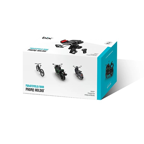 Bix BPH04 Gidon Bağlantılı 360° Ayarlanabilir Titreşim Önleyici Motosiklet & Bisiklet Telefon Tutucu