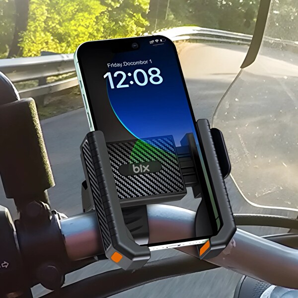Bix BPH01 Gidon Bağlantılı 360° Dönebilen Titreşim Önleyici Bisiklet ve Motosiklet Telefon Tutucu