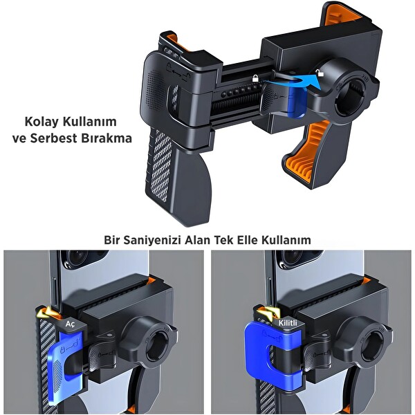 Bix BPH01 Gidon Bağlantılı 360° Dönebilen Titreşim Önleyici Bisiklet ve Motosiklet Telefon Tutucu