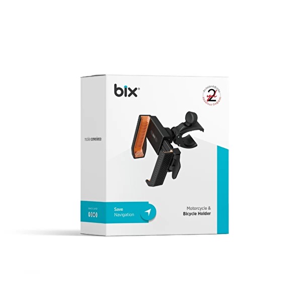 Bix BPH01 Gidon Bağlantılı 360° Dönebilen Titreşim Önleyici Bisiklet ve Motosiklet Telefon Tutucu