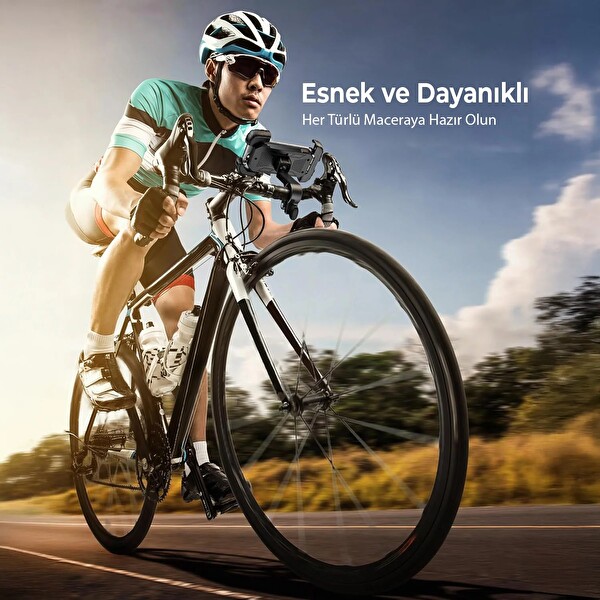 Bix BPH02 Gidon Bağlantılı 360° Ayarlanabilir Bisiklet ve Motosiklet Telefon Tutucu Titreşim Önleyici Güçlü Tutuşlu