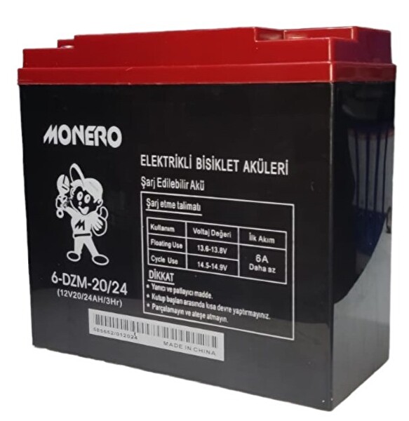 Monero 12V 20Ah Dik E-Bike Aküsü 4'lü Paket 180x78x170 MM
