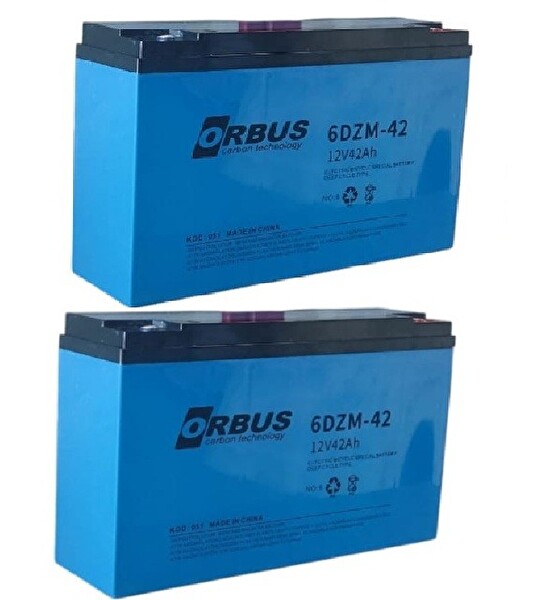 Orbus 12V 42Ah 40Ah Dar Tip 2'li Paket E-Bike Aküsü 2025 Üretim 267x78x170 mm Elektrikli Bisiklet Akü