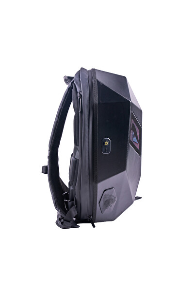 Zampago Sert Kasa USB Şarj Girişli Karbon Fiber LED Kırmızı Göz Maskeli Motosiklet Sırt Çantası