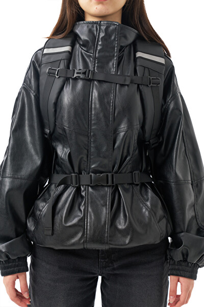 Zampago Sert Kasa USB Şarj Girişli LED Göz Maskeli Grafiti Motosiklet Sırt Çantası