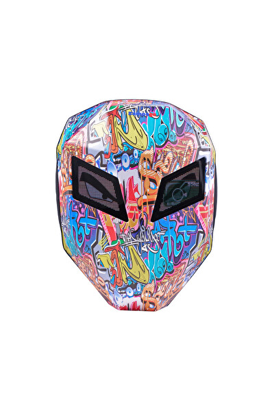 Zampago Sert Kasa USB Şarj Girişli LED Göz Maskeli Grafiti Motosiklet Sırt Çantası