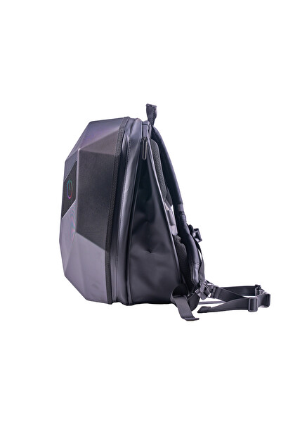 Zampago Sert Kasa USB Şarj Girişli LED Göz Maskeli Motosiklet Sırt Çantası