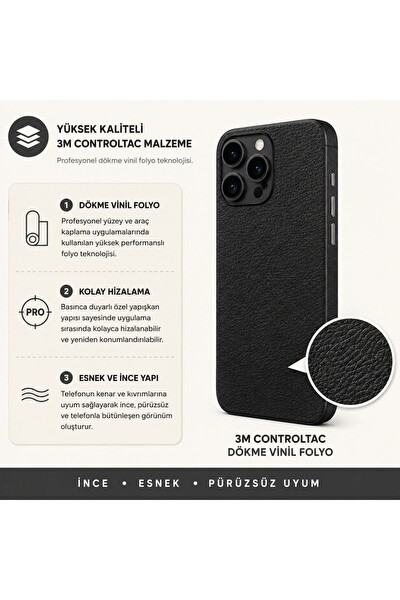 Piyatech Siyah Saten Deri Tüm Telefon Modellerine Uyumlu Kaplama Sipariş Sonrası Marka ve Modelinizi İletiniz