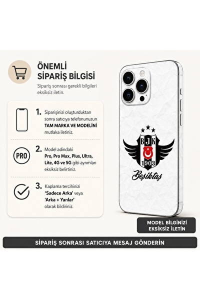 Piyatech Kara Kartal Beyaz Mermer Tüm Telefon Modellerine Uyumlu Kaplama Sipariş Sonrası Marka ve Modelinizi İletiniz