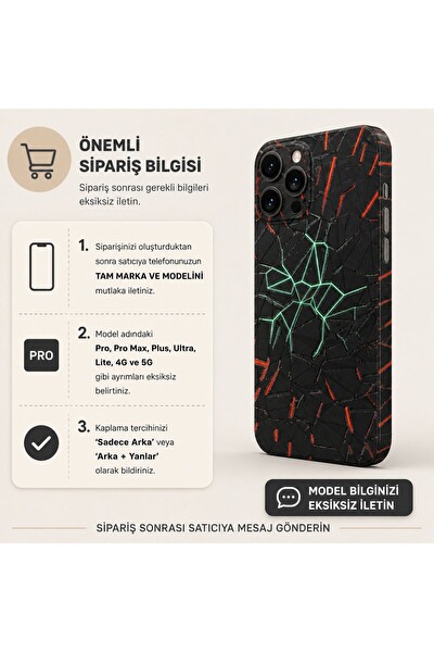 Piyatech Neon Kırık Hatlar Tüm Telefonlara Uyumlu Kaplama - Sipariş Sonrası Marka ve Modelinizi İletiniz