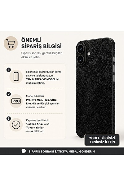 Piyatech Siyah Yılan Desenli Tüm Telefonlara Uyumlu Kaplama - Sipariş Sonrası Marka ve Modelinizi İletiniz