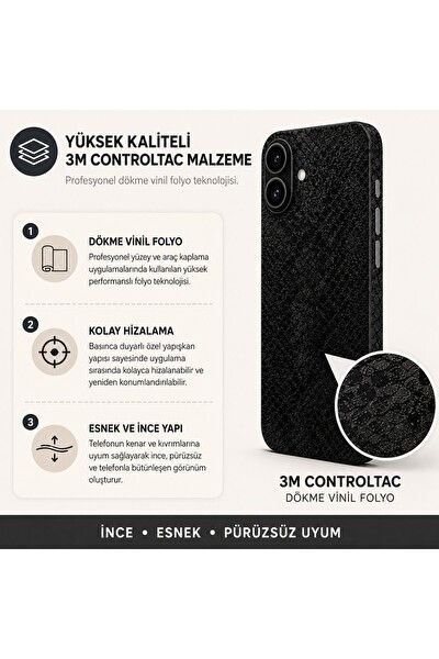 Piyatech Siyah Yılan Desenli Tüm Telefonlara Uyumlu Kaplama - Sipariş Sonrası Marka ve Modelinizi İletiniz