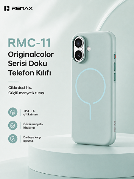 Remax RMC-11 Apple iPhone 17 MagSafe Uyumlu Metal Tuşlu Premium Kılıf Yeşil