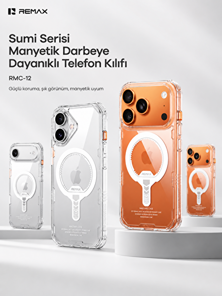 Remax Sumi Series Apple iPhone 17 Air MagSafe Uyumlu Şeffaf Kılıf Darbe Emici Askeri Sınıf Koruma RMC-12