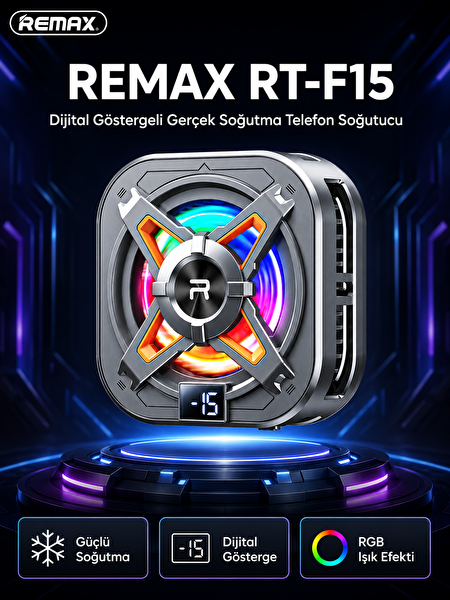 Remax RT-F15 Dijital Göstergeli Manyetik ve Mandallı Telefon Soğutucu Fan