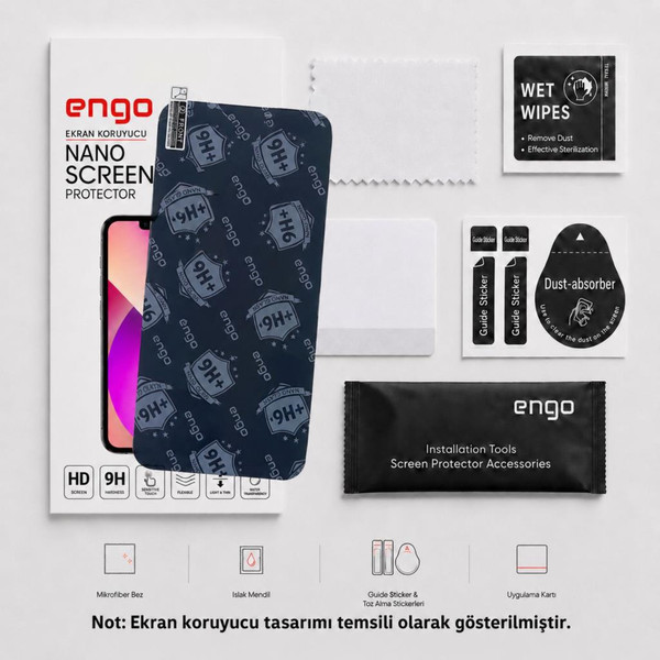 Engo Poco F9 Ultra Uyumlu 9H Nano Mat Ekran Koruyucu Yansıma ve Parlama Önleyici Parmak İzi Bırakmayan Esnek Cam