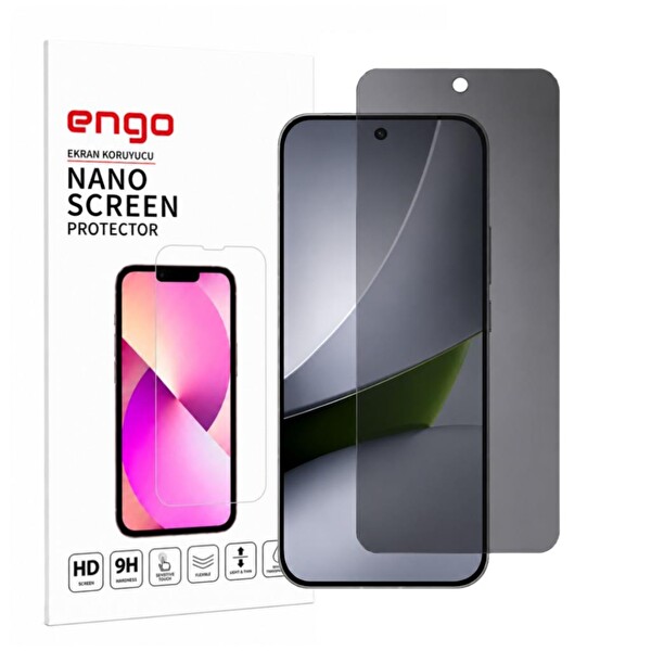 Engo Poco F9 Ultra Uyumlu 9H Nano Hayalet Ekran Koruyucu Anti Spy Gizlilik Filtresi Yandan Görüş Engelleyici Esnek Cam