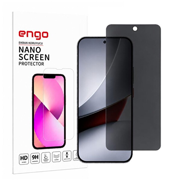 Engo Poco F9 Pro Uyumlu 9H Nano Hayalet Ekran Koruyucu Anti Spy Gizlilik Filtresi Yandan Görüş Engelleyici Esnek Cam