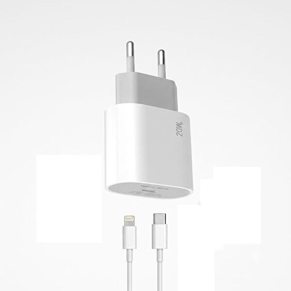 Başkenttekno C5L 20W PD Başlık Type-C to Lightning Şarj Kablosu Seti