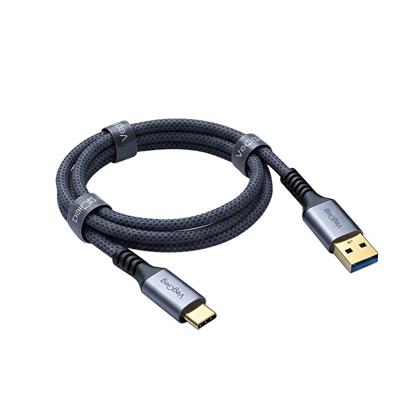 VegGieg 100W USB-A to Type-C Kablo USB 3.2 Gen 2 10Gbps Data ve Hızlı Şarj Kablosu - 50 CM