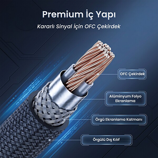 VegGieg USB 3.0 to USB-C Örgülü Type-C 5Gbps Data ve Şarj Kablosu - 3 Metre