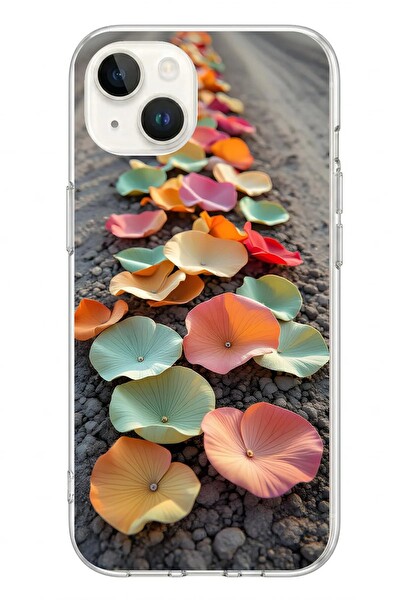 Le Balvo iPhone 13 - 14 Uyumlu Toprakta Çiçekler Baskılı Silikon Kılıf
