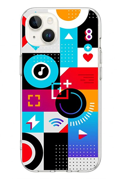 Le Balvo iPhone 13 - 14 Uyumlu Teknoloji Çizgileri Baskılı Silikon Kılıf