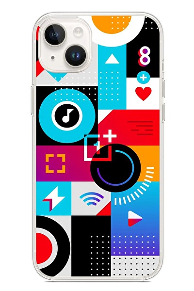 Le Balvo iPhone 14 Plus Uyumlu Teknoloji Çizgileri Baskılı Silikon Kılıf