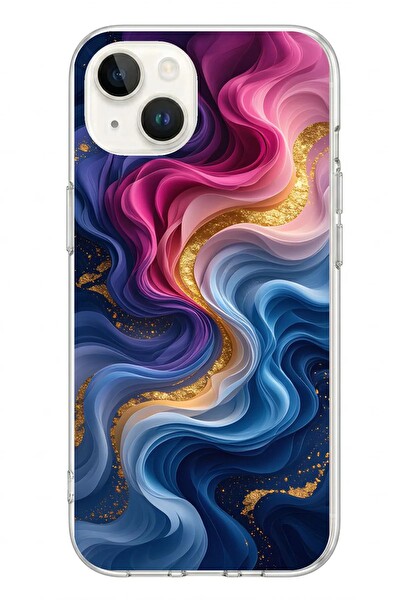 Le Balvo iPhone 13 - 14 Uyumlu Renk Katranı Baskılı Silikon Kılıf