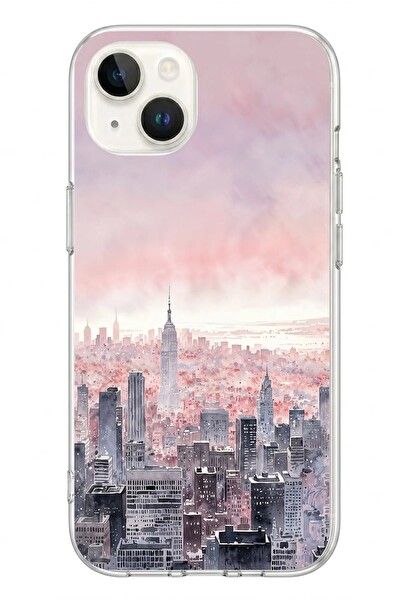 Le Balvo iPhone 13 - 14 Uyumlu Gökdelenler Baskılı Silikon Kılıf