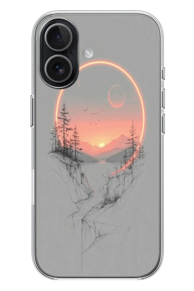 Le Balvo iPhone 17 Uyumlu Günbatımı Mermer Desenli Baskılı Silikon Kılıf