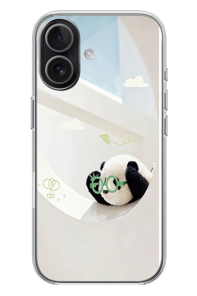 Le Balvo iPhone 17 Uyumlu Gözlüklü Panda Baskılı Silikon Kılıf