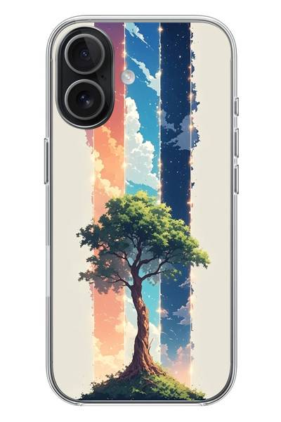 Le Balvo iPhone 17 Uyumlu Yalnız Ağaç Dört Mevsim Baskılı Silikon Kılıf