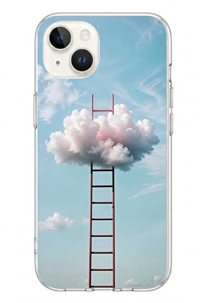 Le Balvo iPhone 13 - 14 Uyumlu Buluta Çıkan Merdiven Baskılı Silikon Kılıf
