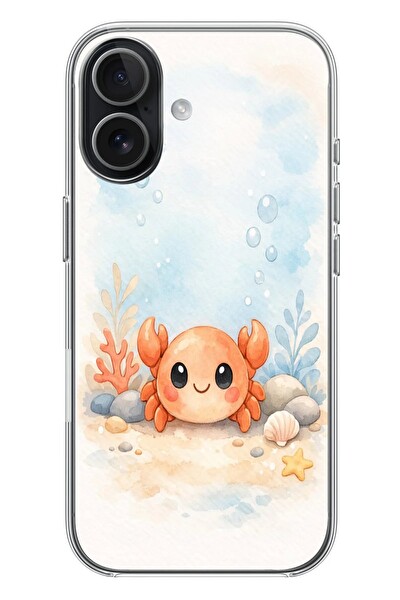 Le Balvo iPhone 17 Uyumlu Sevimli Yengeç Baskılı Silikon Kılıf