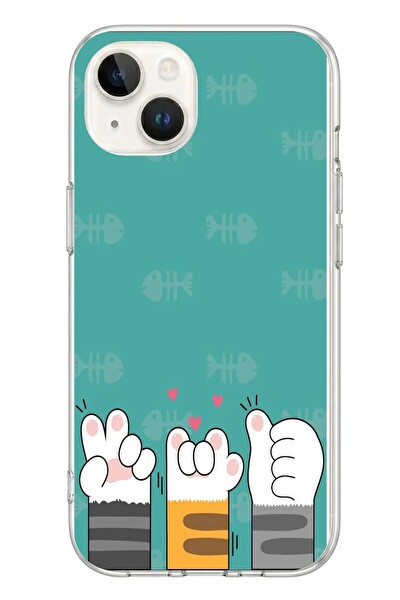Le Balvo iPhone 13 - 14 Uyumlu Kedi Patileri Baskılı Silikon Kılıf