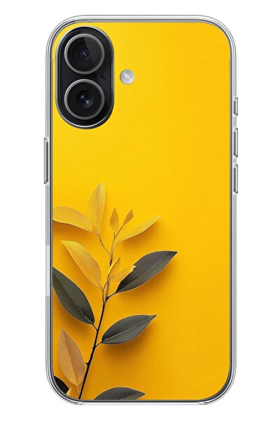 Le Balvo iPhone 17 Uyumlu Sarı Siyah Çiçekler Baskılı Silikon Kılıf