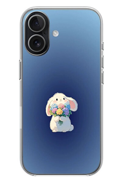 Le Balvo iPhone 17 Uyumlu Çiçekli Tavşan Baskılı Silikon Kılıf