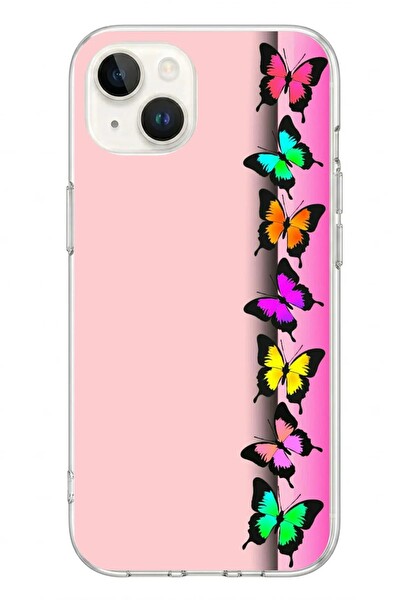 Le Balvo iPhone 13 - 14 Uyumlu Kelebeklerin Rüyası Baskılı Silikon Kılıf