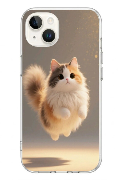 Le Balvo iPhone 13 - 14 Uyumlu Zıplayan Kedi Baskılı Silikon Kılıf
