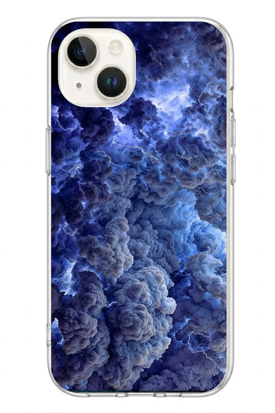 Le Balvo iPhone 13 - 14 Uyumlu Mor Bulutlar Baskılı Silikon Kılıf