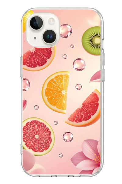 Le Balvo iPhone 13 - 14 Uyumlu Meyve Dilimleri Baskılı Silikon Kılıf