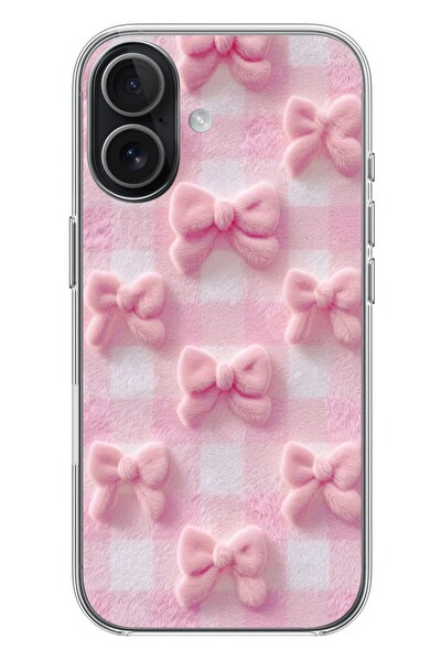 Le Balvo iPhone 17 Uyumlu Pembe Kurdeleler Baskılı Silikon Kılıf